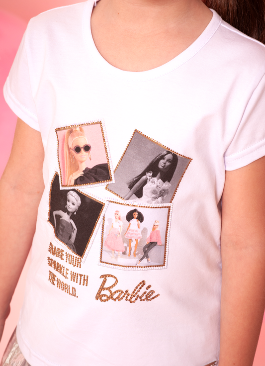Blusa Cotton Serigrafia Fotos Barbie