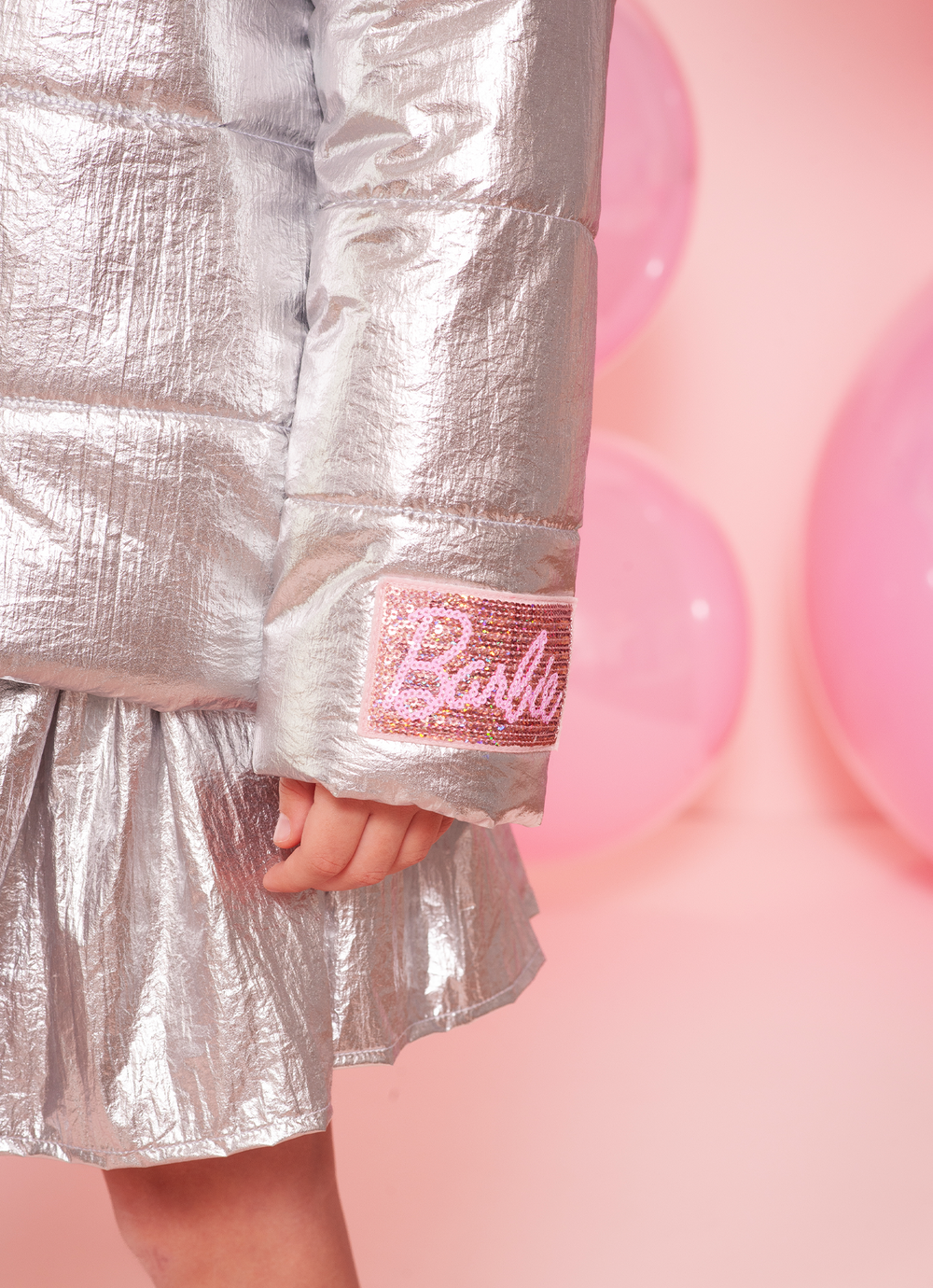 Jaqueta Puffer Foil Prata Barbie