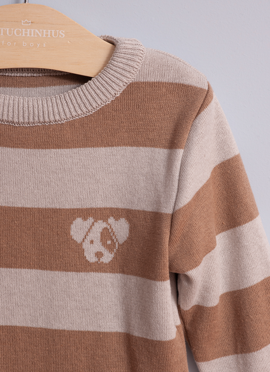 Blusa Tricot Listrada Cachorrinho For Boys