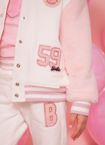 Jaqueta Moletom Mangas Pele Patches Barbie