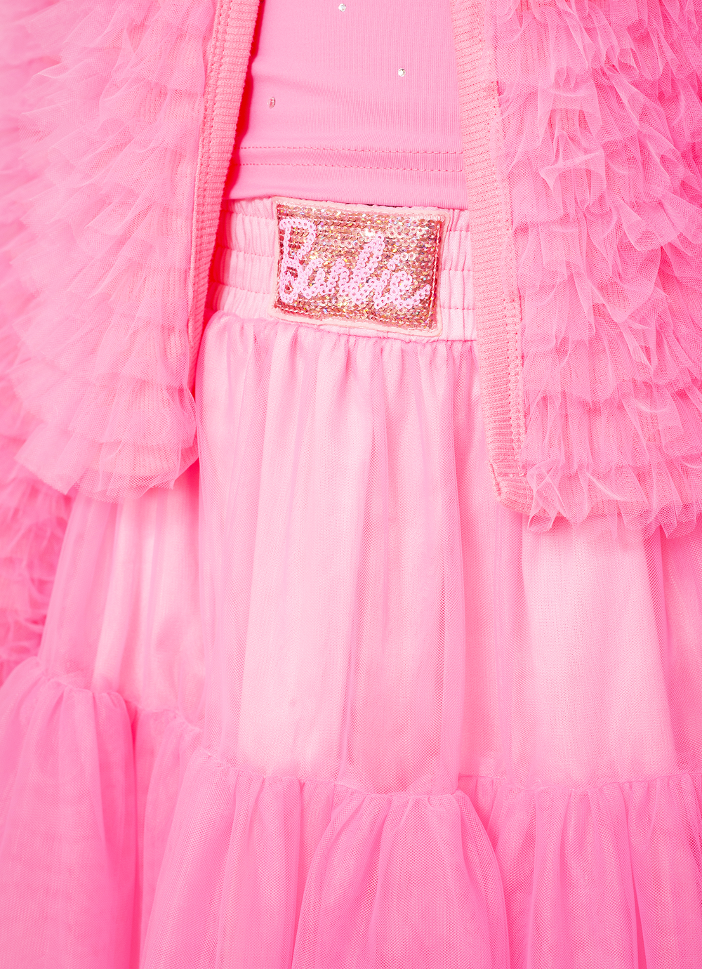 Saia Short Tule Babado Barbie