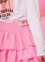 Saia Short Babados Tule Brilho Barbie