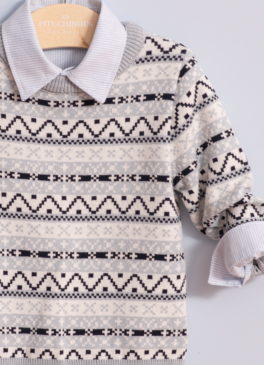 Blusa Tricot Jacquard Listrado For Boys