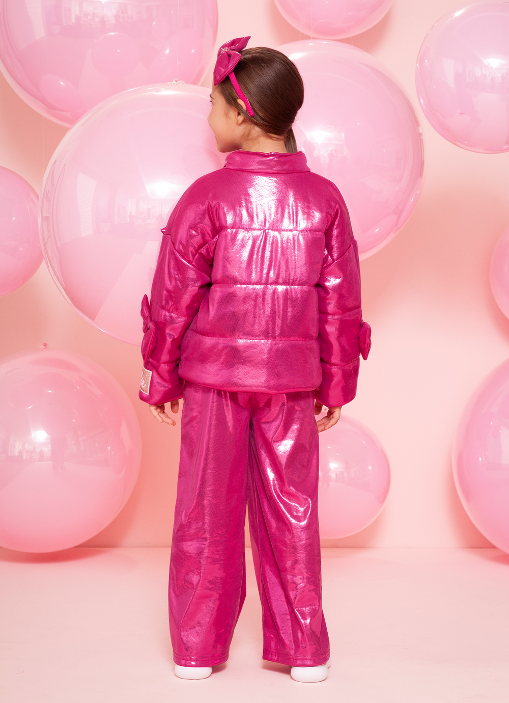 Jaqueta Puffer Foil Maxi Laços Barbie
