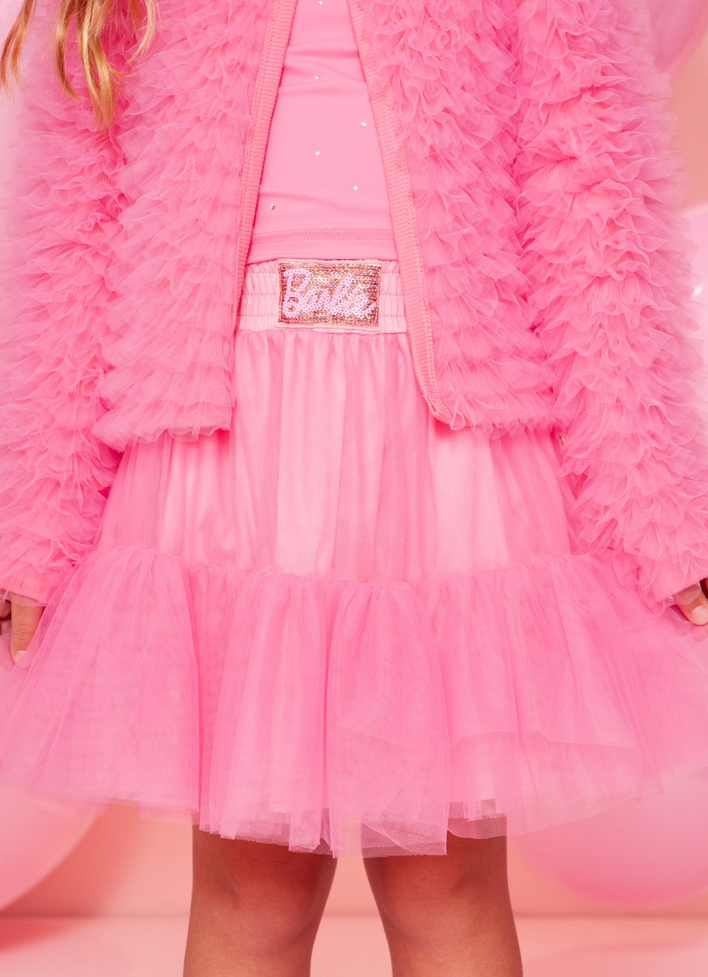 Saia Short Tule Babado Barbie