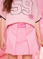 Saia Short Sarja Pregas Patche Barbie