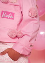 Jaqueta Sarja Multi Patche Barbie Pompom