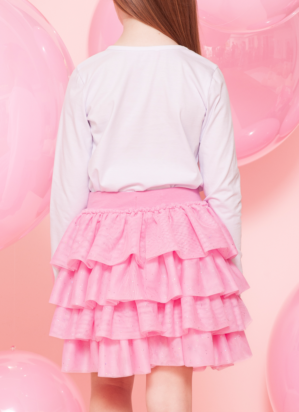 Saia Short Babados Tule Brilho Barbie