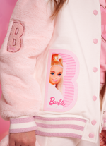 Jaqueta Moletom Mangas Pele Patches Barbie