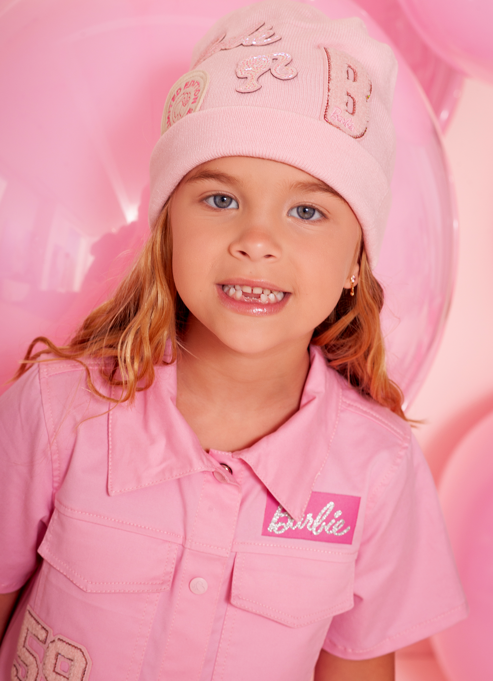 Vestido Sarja Bolsos Patches Barbie