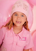 Vestido Sarja Bolsos Patches Barbie