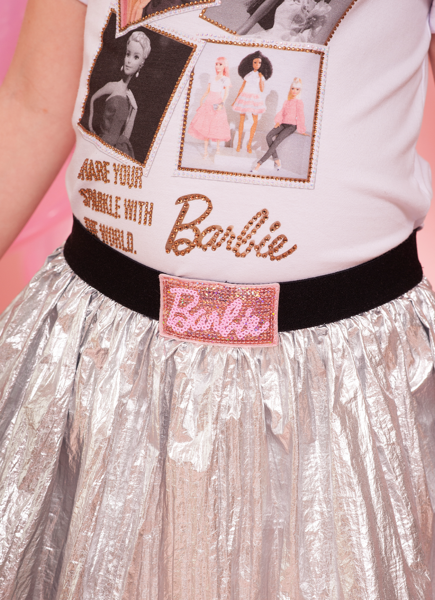 Saia Short Malha Prata Barbie
