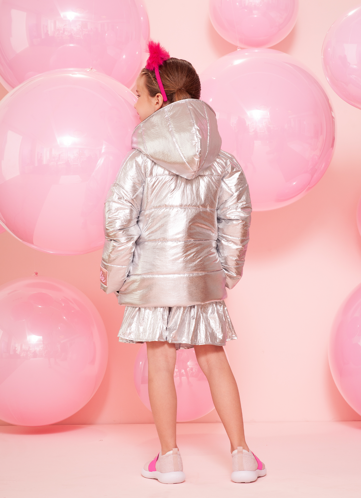 Jaqueta Puffer Foil Prata Barbie