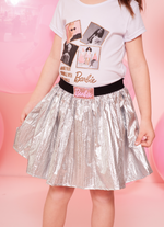 Saia Short Malha Prata Barbie