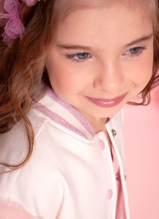 Jaqueta Moletom Mangas Pele Patches Barbie