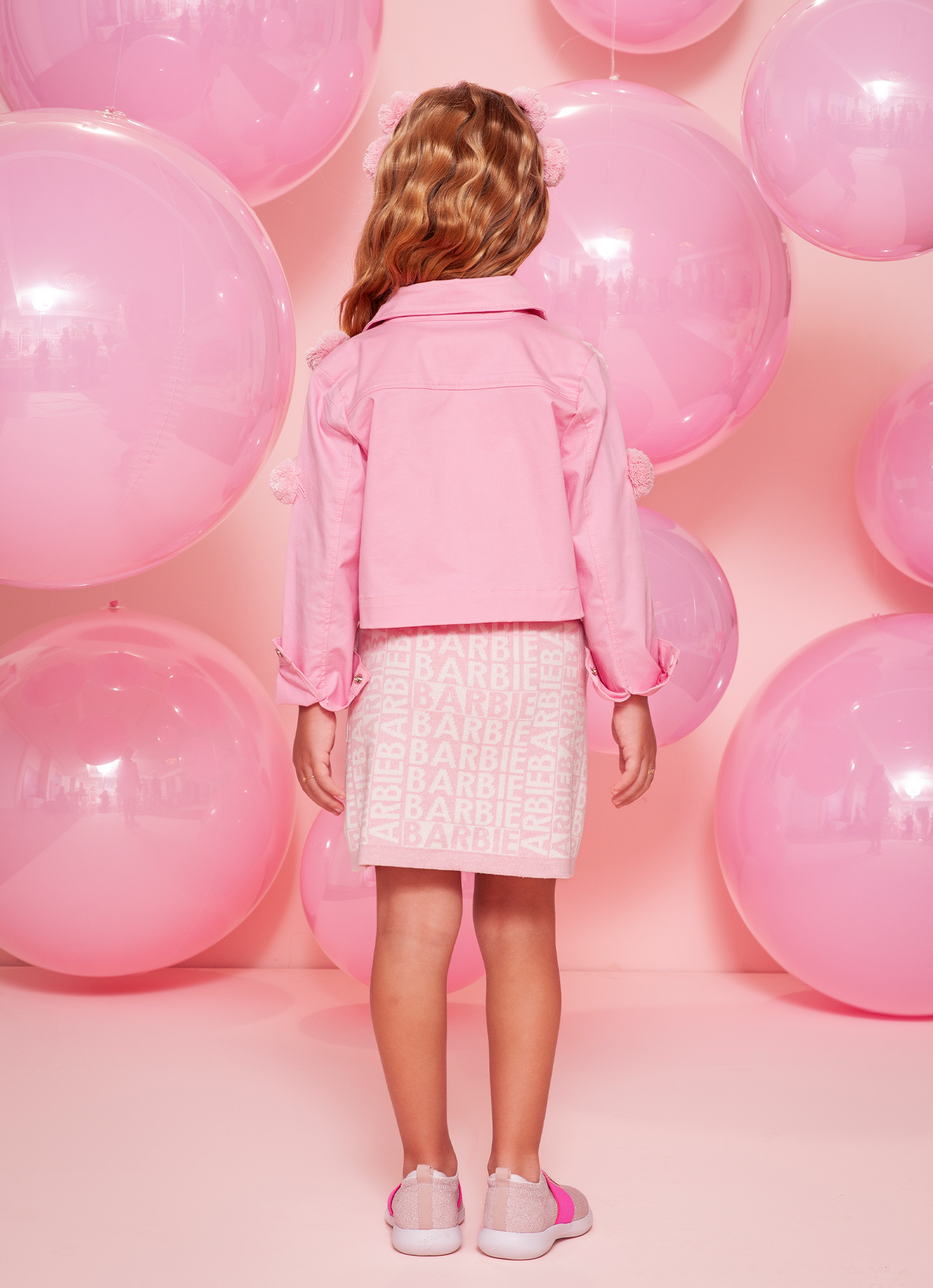 Jaqueta Sarja Multi Patche Barbie Pompom