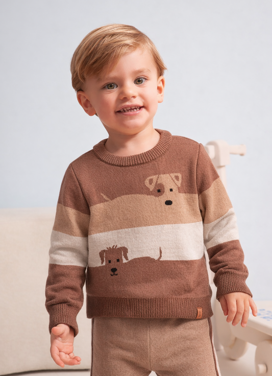 Blusa Tricot Listras Cachorros For Boys