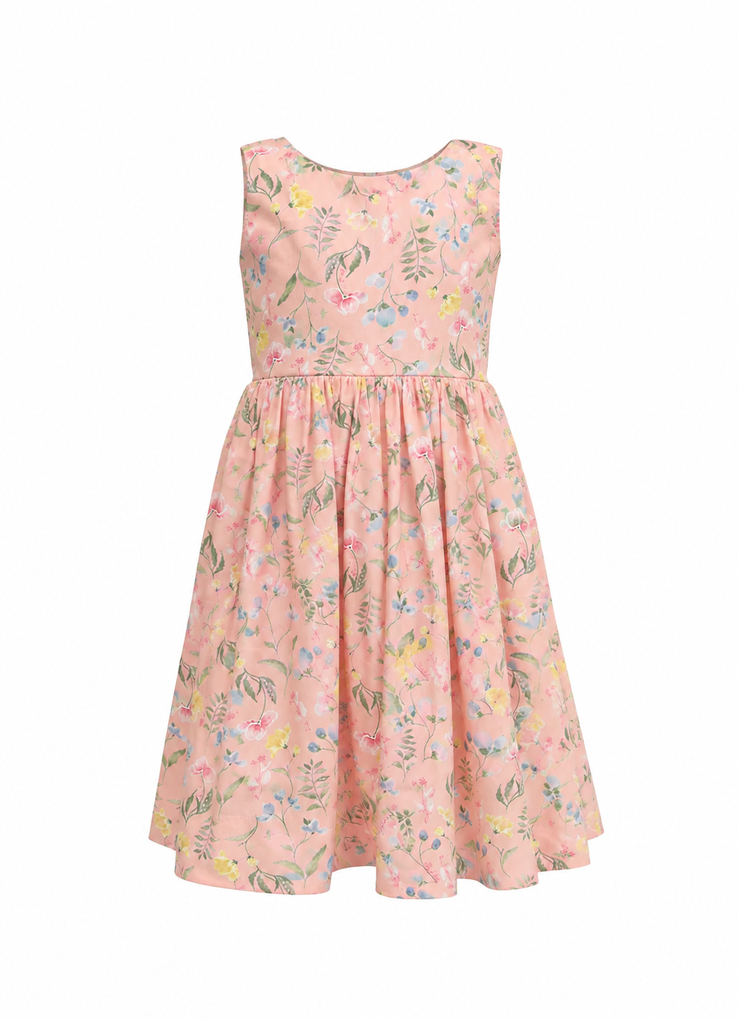 Vestido Algodão Multi Flores e Cachorrinhos Laço Costas