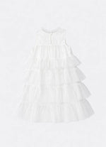 Vestido Tule Camadas Babado Laço