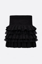 Saia Tricot Babados Renda e Tule