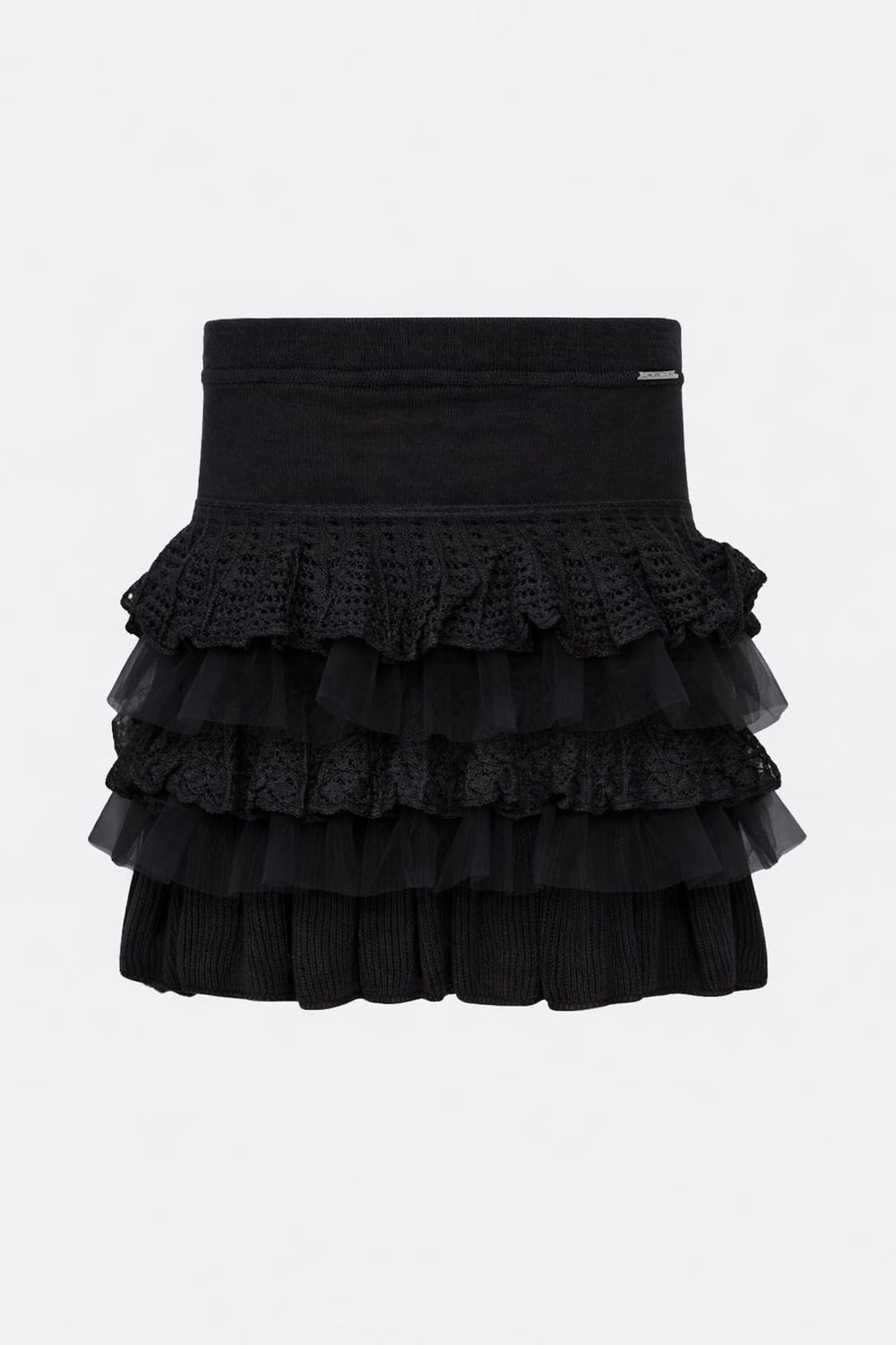Saia Tricot Babados Renda e Tule