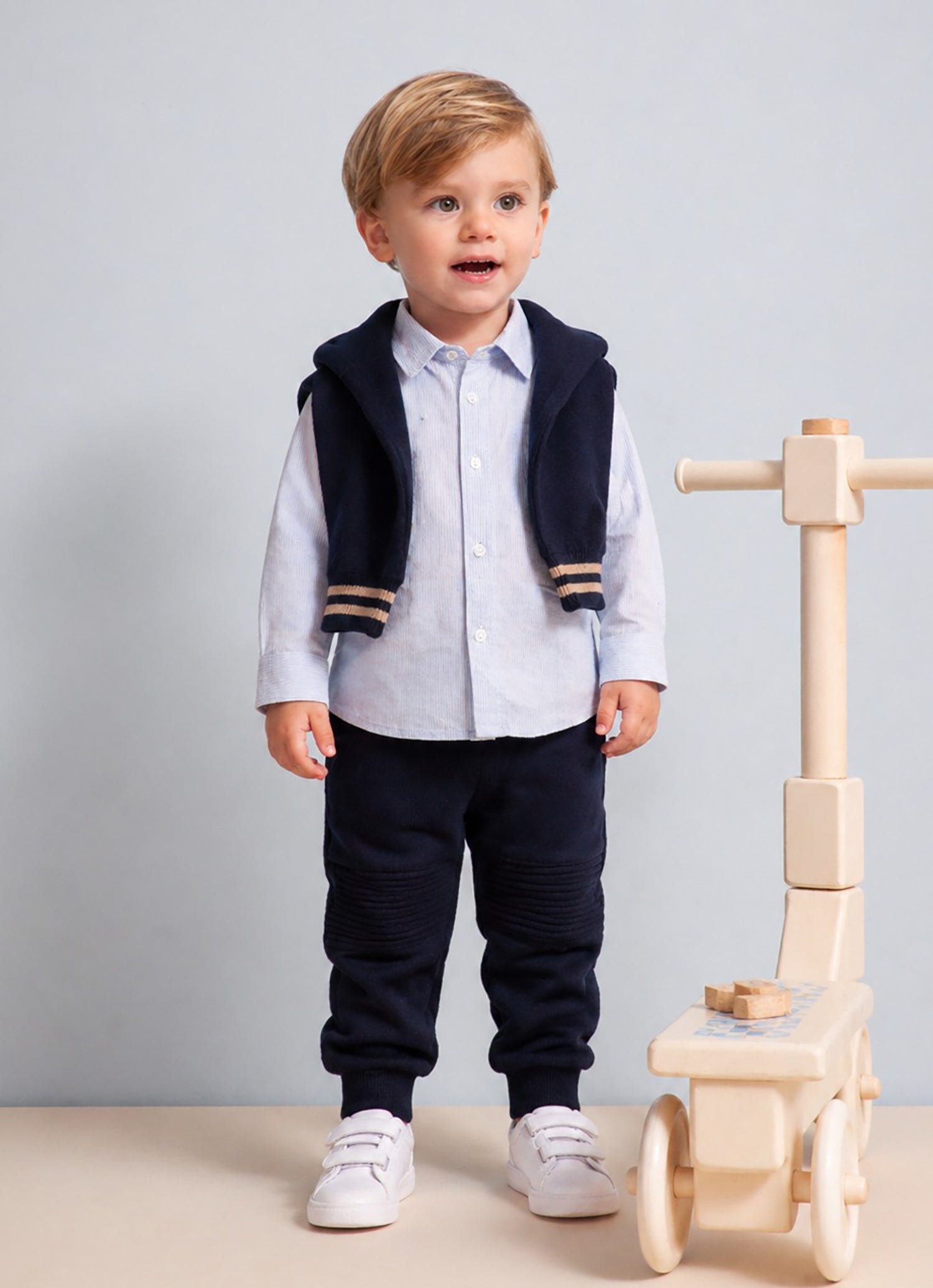 Camisa Algodão e Linho Listrada For Boys