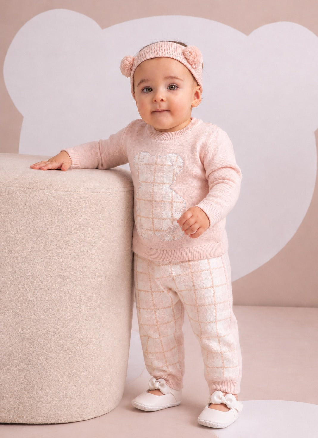 Conjunto Blusa e Legging Tricot Ursa Xadrez