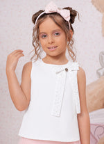 Blusa Tricoline Laço Cristais