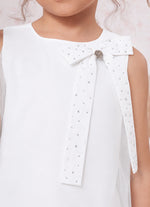 Blusa Tricoline Laço Cristais